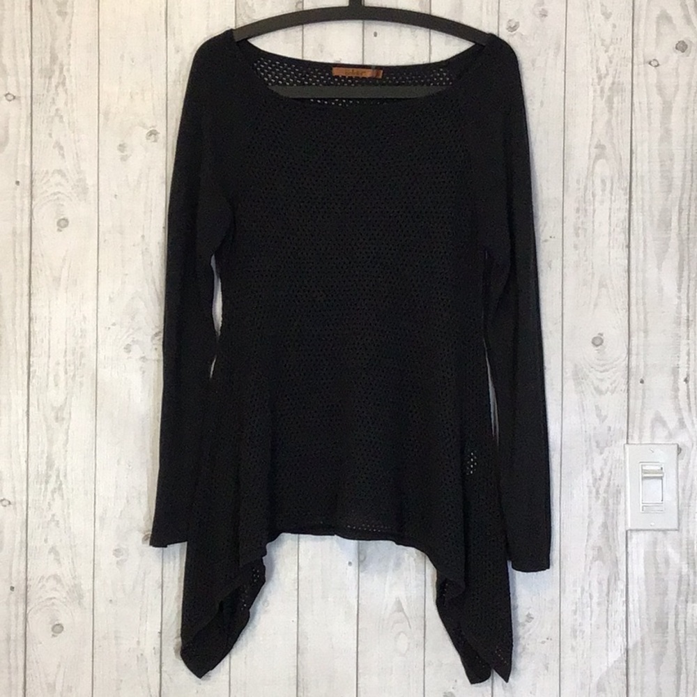 Women’s L Charcoal Grey Belladini Tunic with Handkerchief Hem